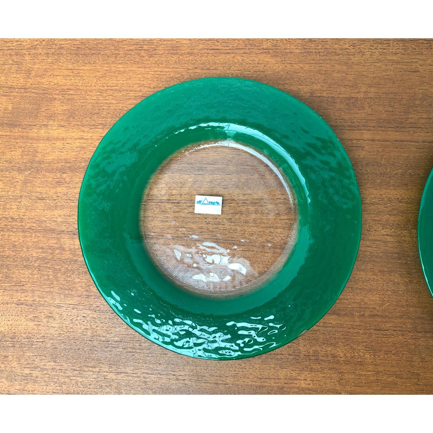 Post-Modern Set of 2 Vintage Postmodern Italian Glass Plates from Diangelo For Sale