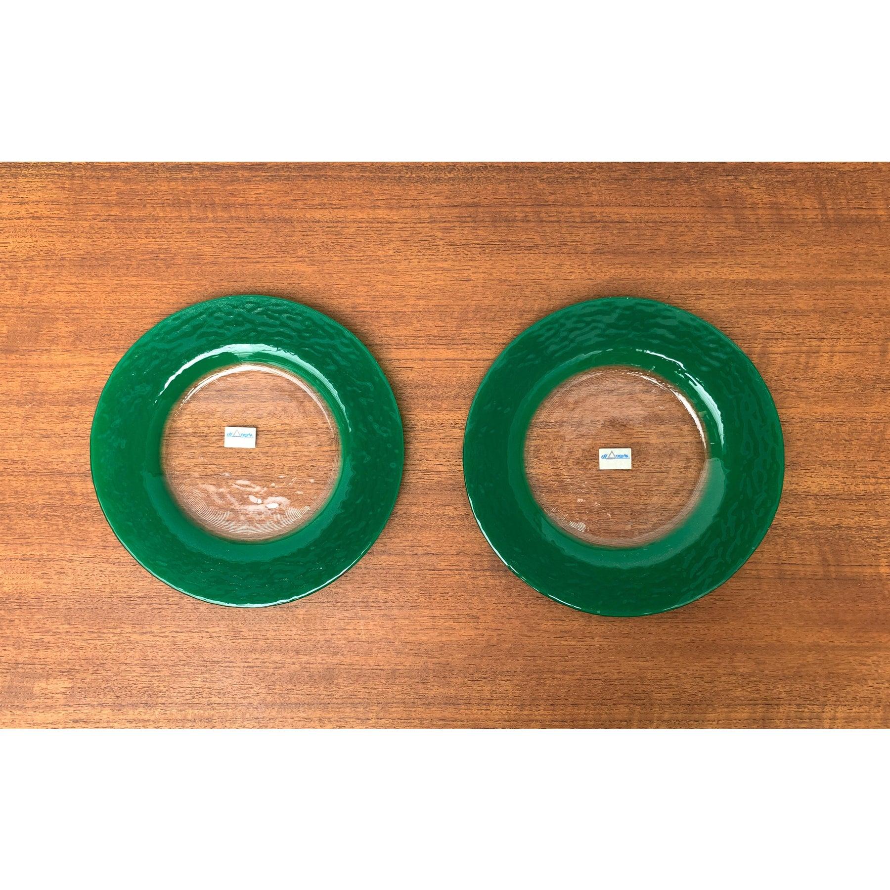 Set of 2 Vintage Postmodern Italian Glass Plates from Diangelo For Sale 2
