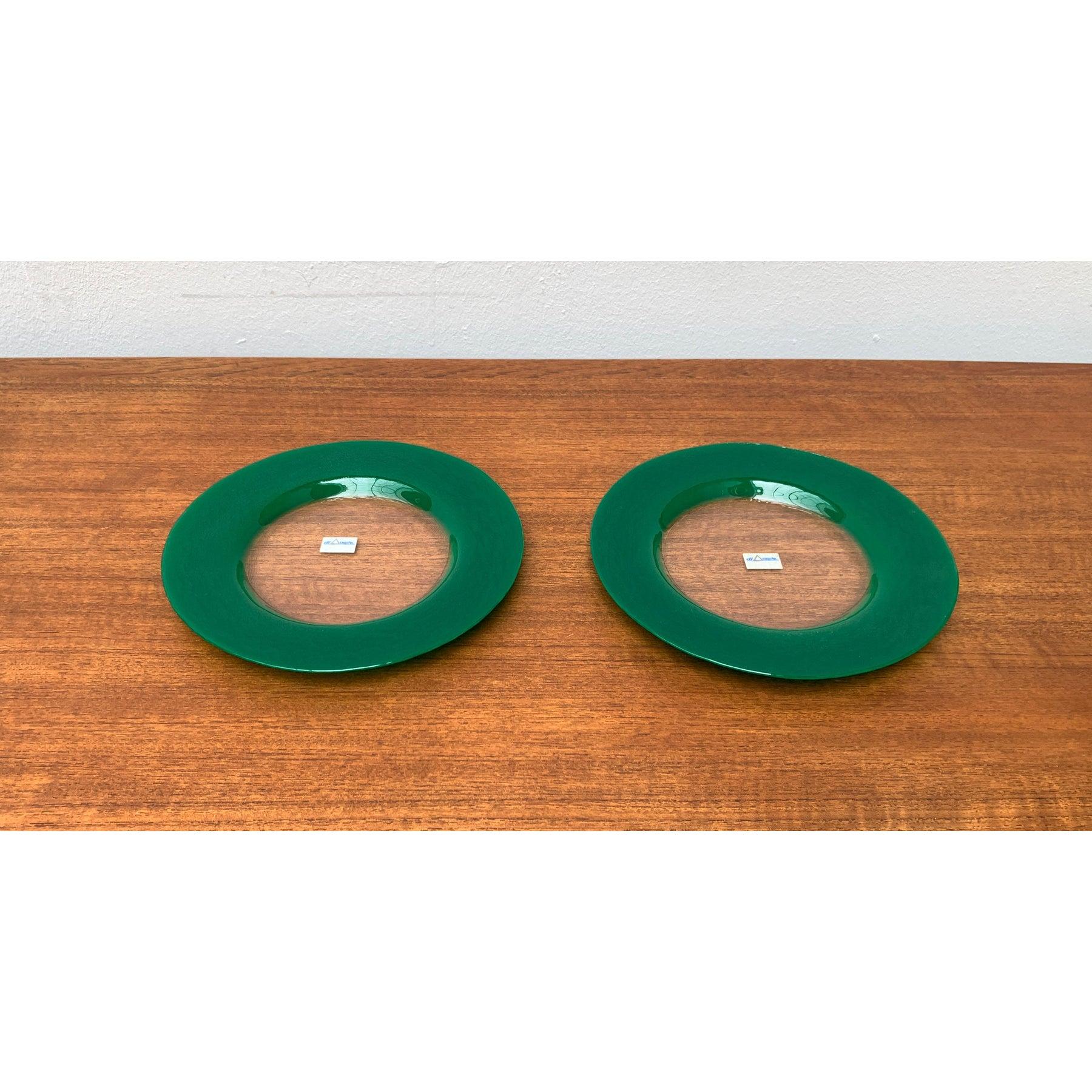 Set of 2 Vintage Postmodern Italian Glass Plates from Diangelo For Sale 3