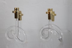 Pair of Midcentury Pretzel Lucite Candlesticks by Dorothy Thorpe, 1960s