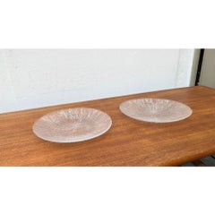 Set of 2 Vintage Scandianvian Tree Bark Glass Plates, 1970s