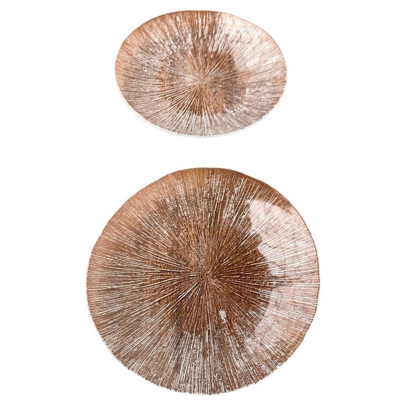Ensemble de 2 assiettes vintage scandinaves en verre d'écorce d'arbre scandinave, 1970 en vente