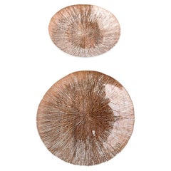 Set of 2 Vintage Scandianvian Tree Bark Glass Plates, 1970s