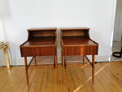Set of 2 Vintage Scandinavian Teak Bedside Tables Mid Century