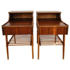 Set of 2 Vintage Scandinavian Teak Bedside Tables Mid Century