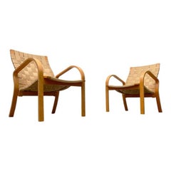 Set of 2 Vintage Scandinavian Wooden Armchairs, 1970s