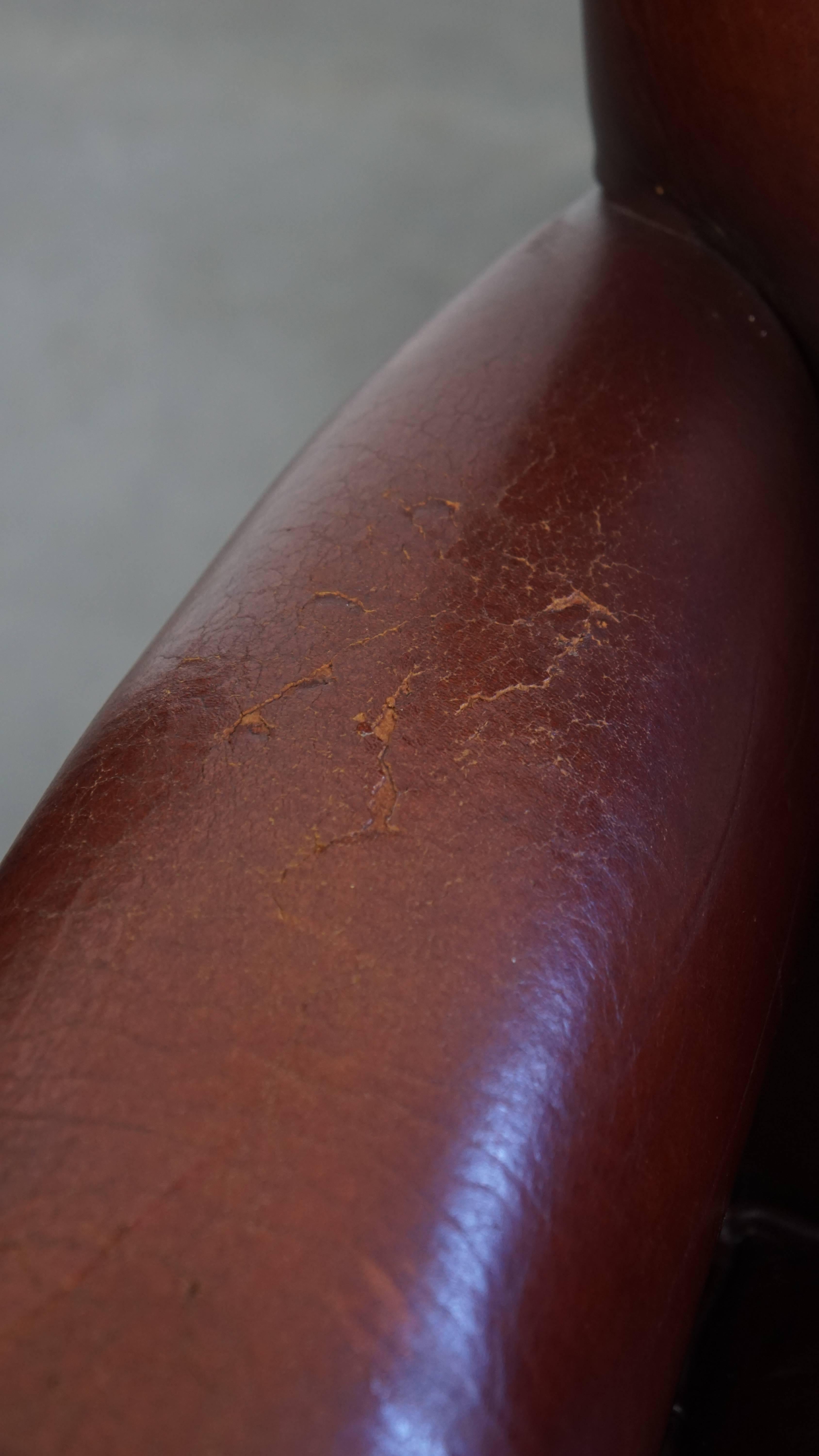 Set of 2 vintage sheepskin leather armchairs For Sale 5