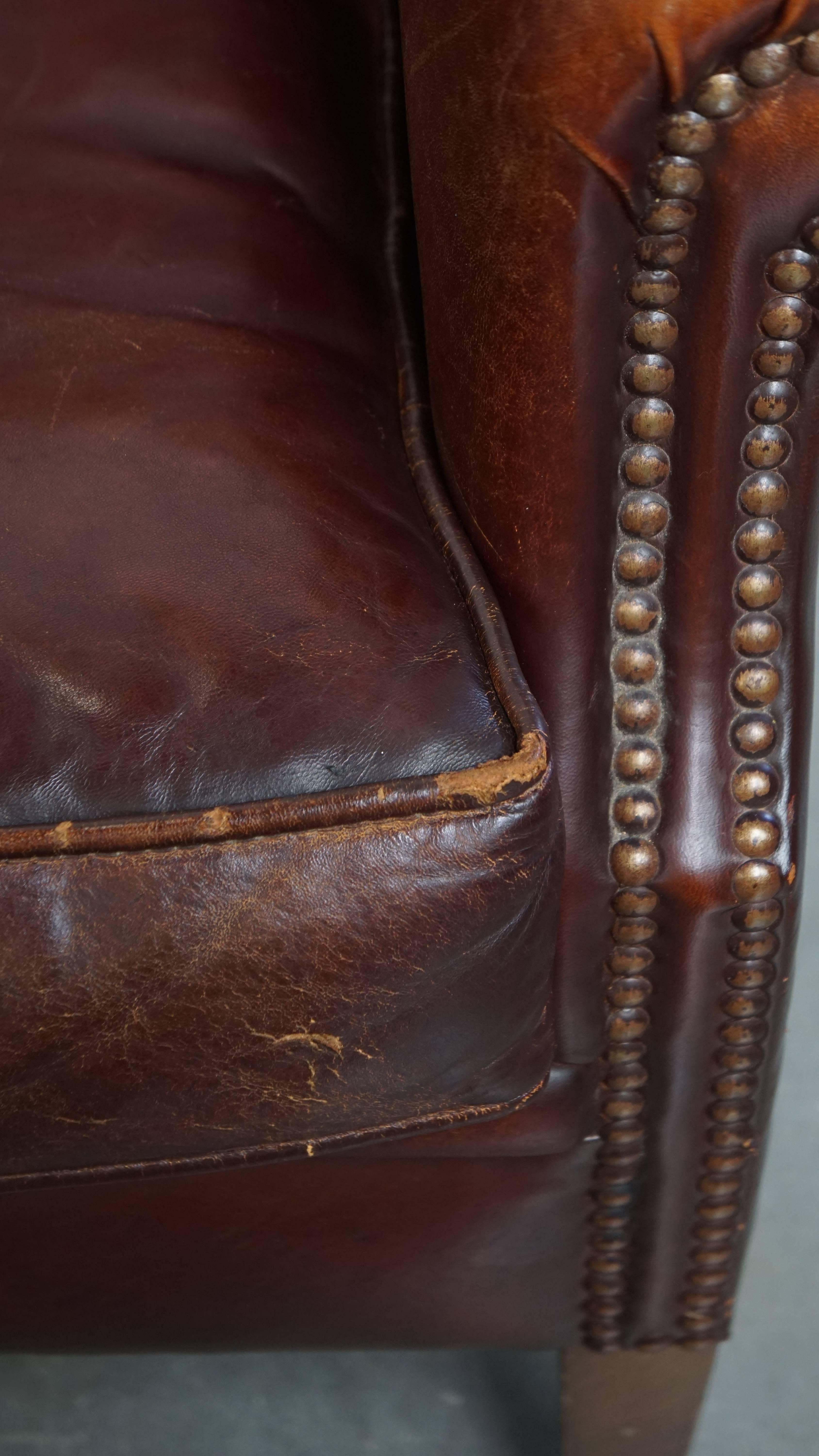 Set of 2 vintage sheepskin leather armchairs For Sale 7
