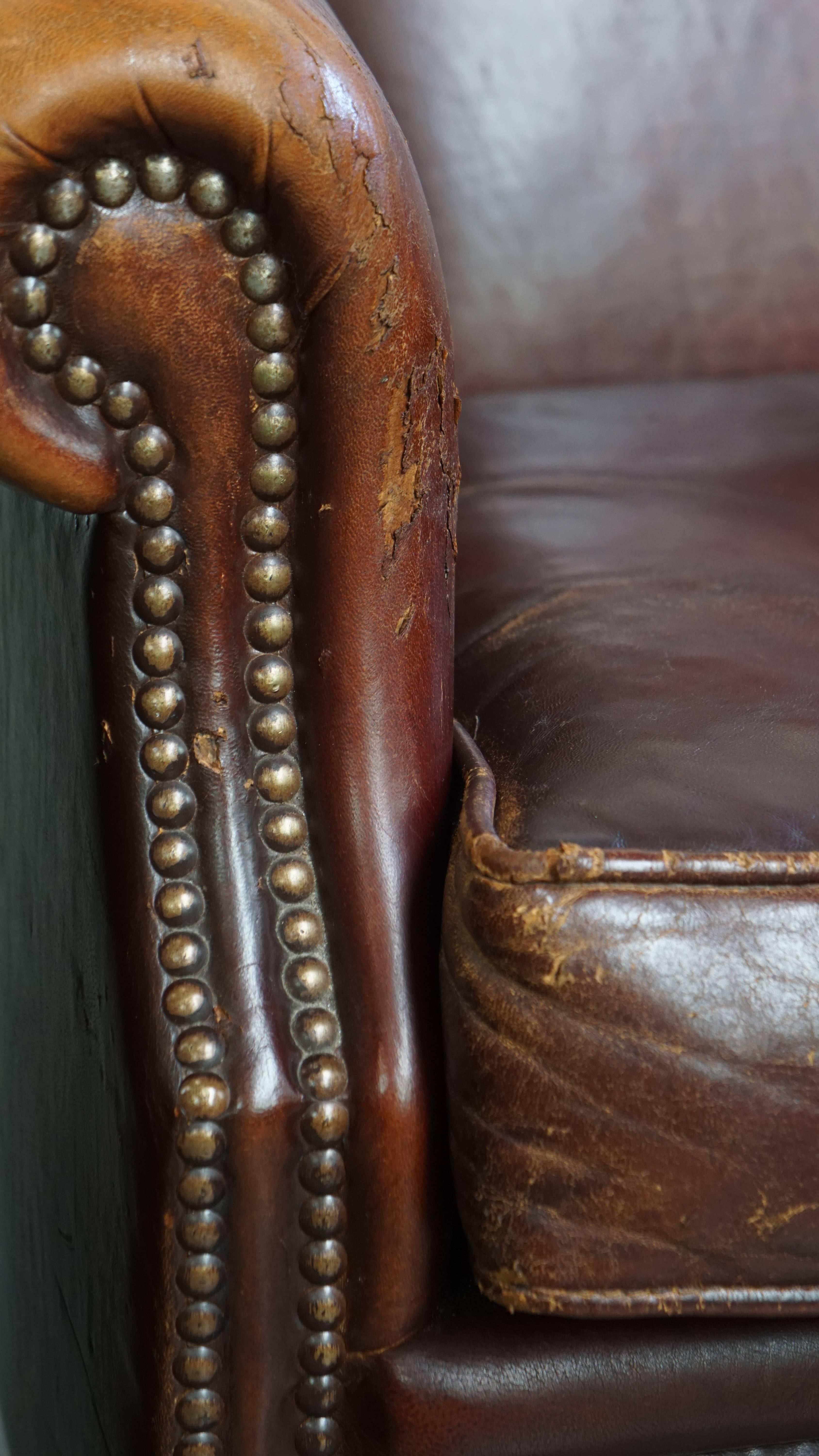 Set of 2 vintage sheepskin leather armchairs For Sale 8