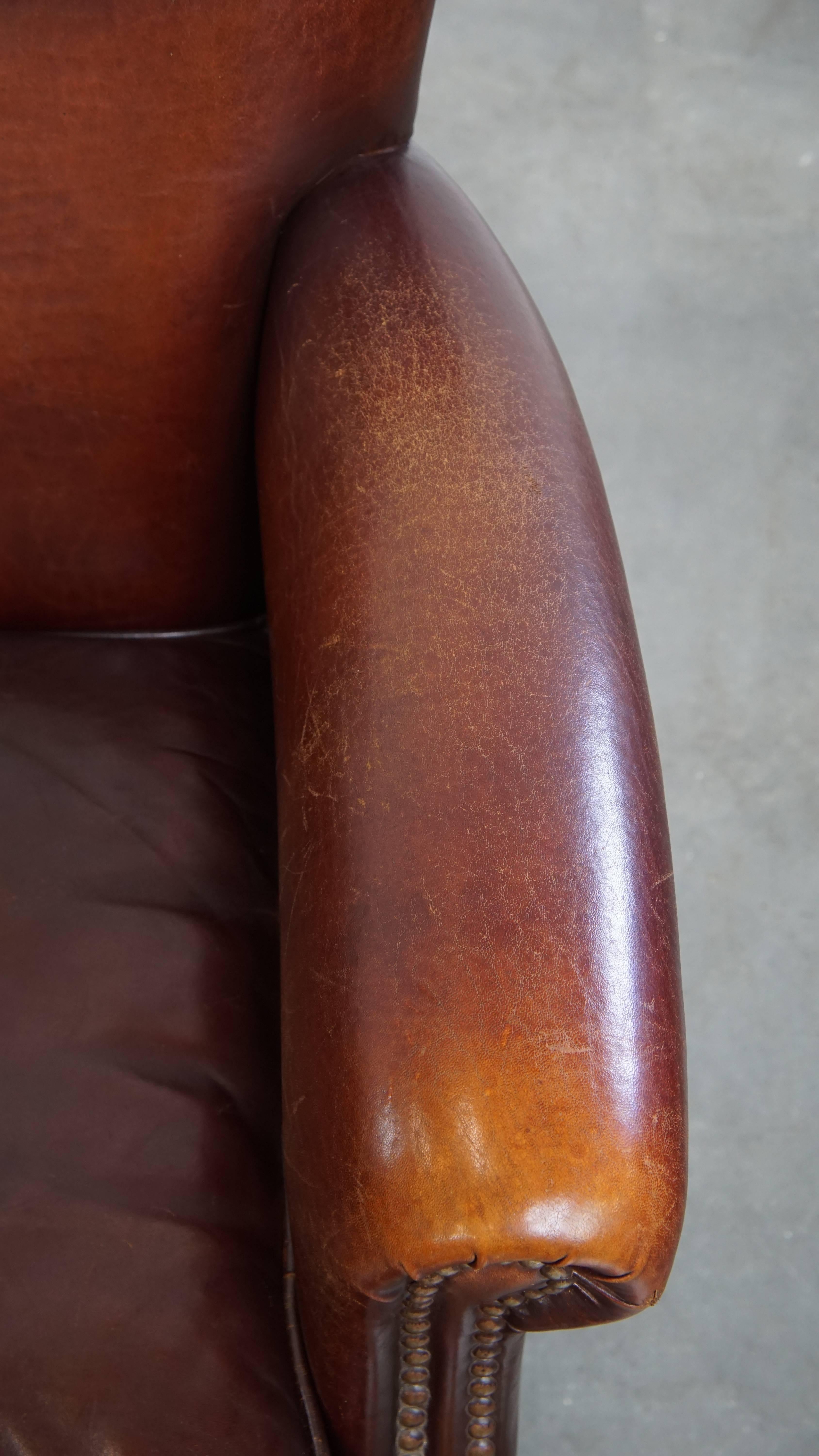 Set of 2 vintage sheepskin leather armchairs For Sale 2