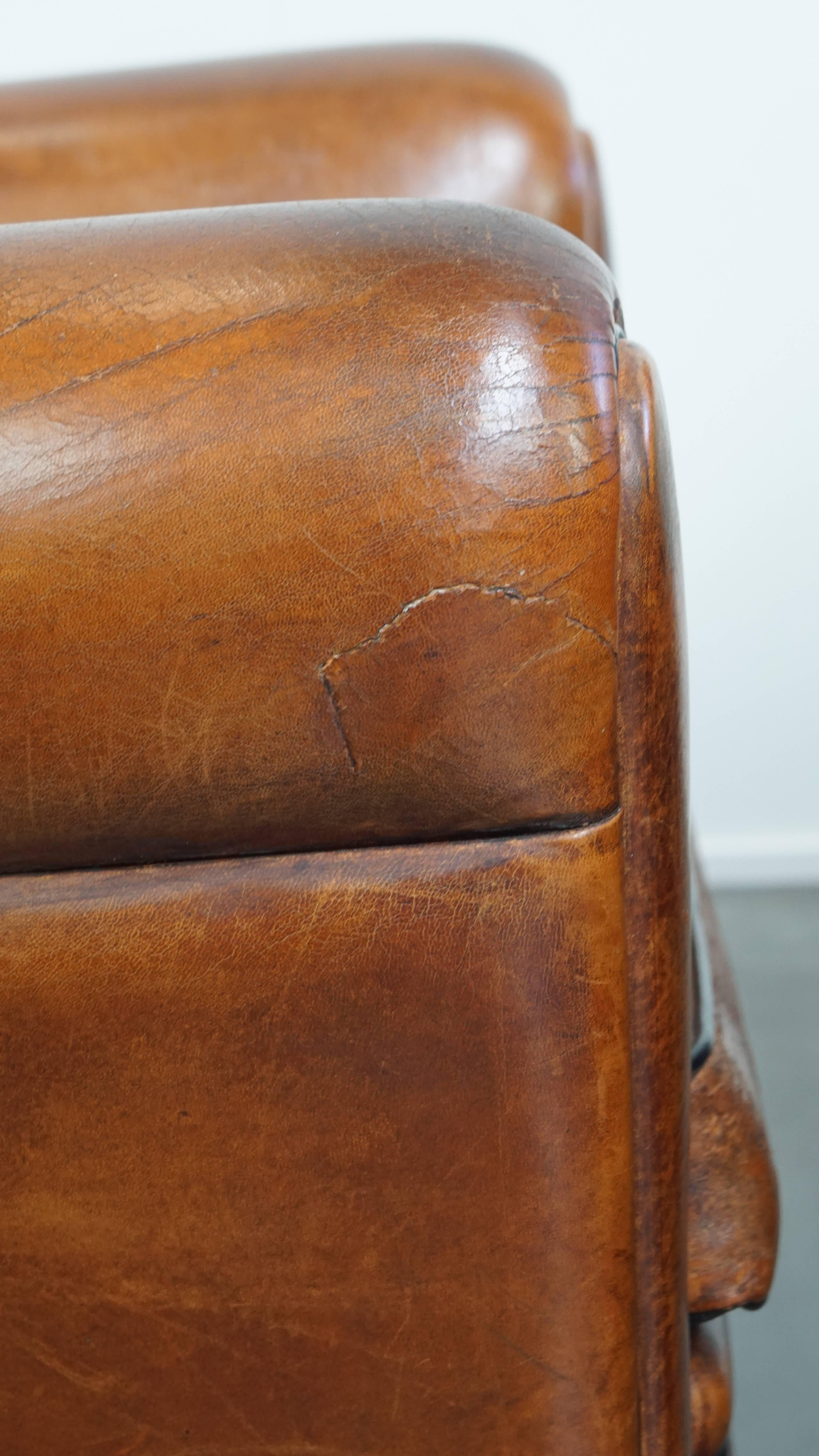 Lot de 2 fauteuils Vintage en cuir de mouton de style Art Deco Design en vente 7