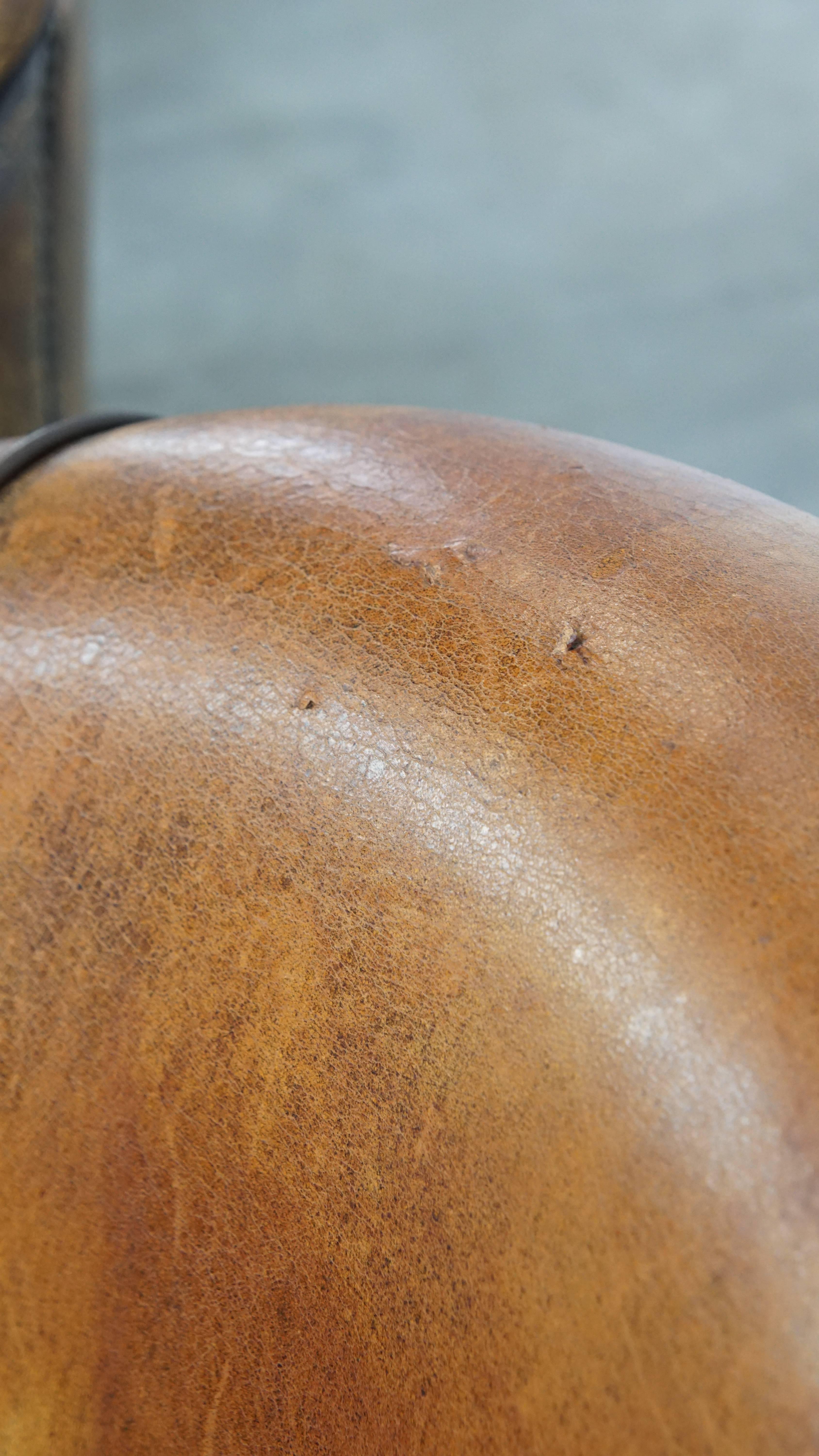 Set of 2 Vintage Sheepskin Leather Club Chairs For Sale 9
