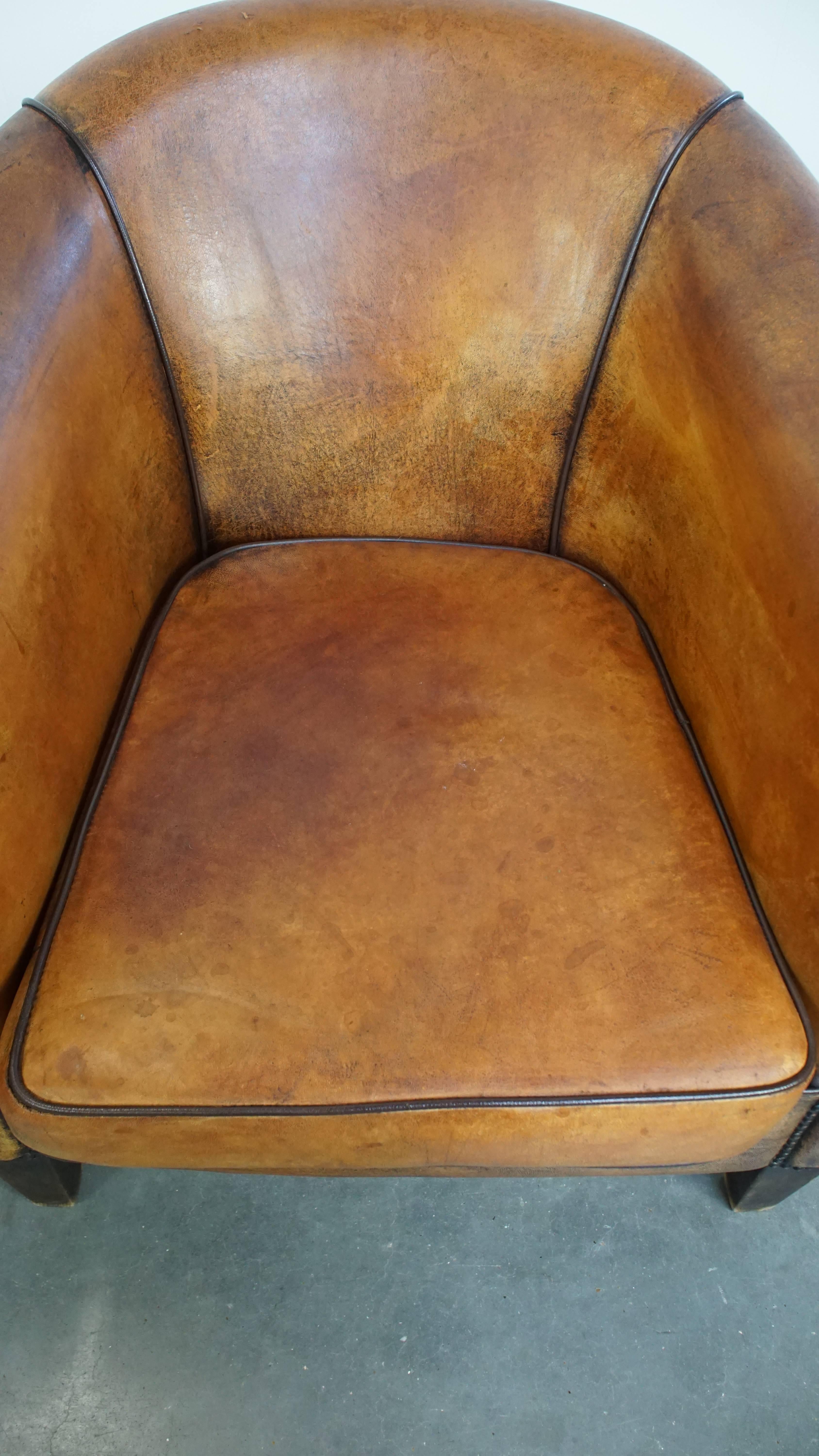 20th Century Set of 2 Vintage Sheepskin Leather Club Chairs For Sale