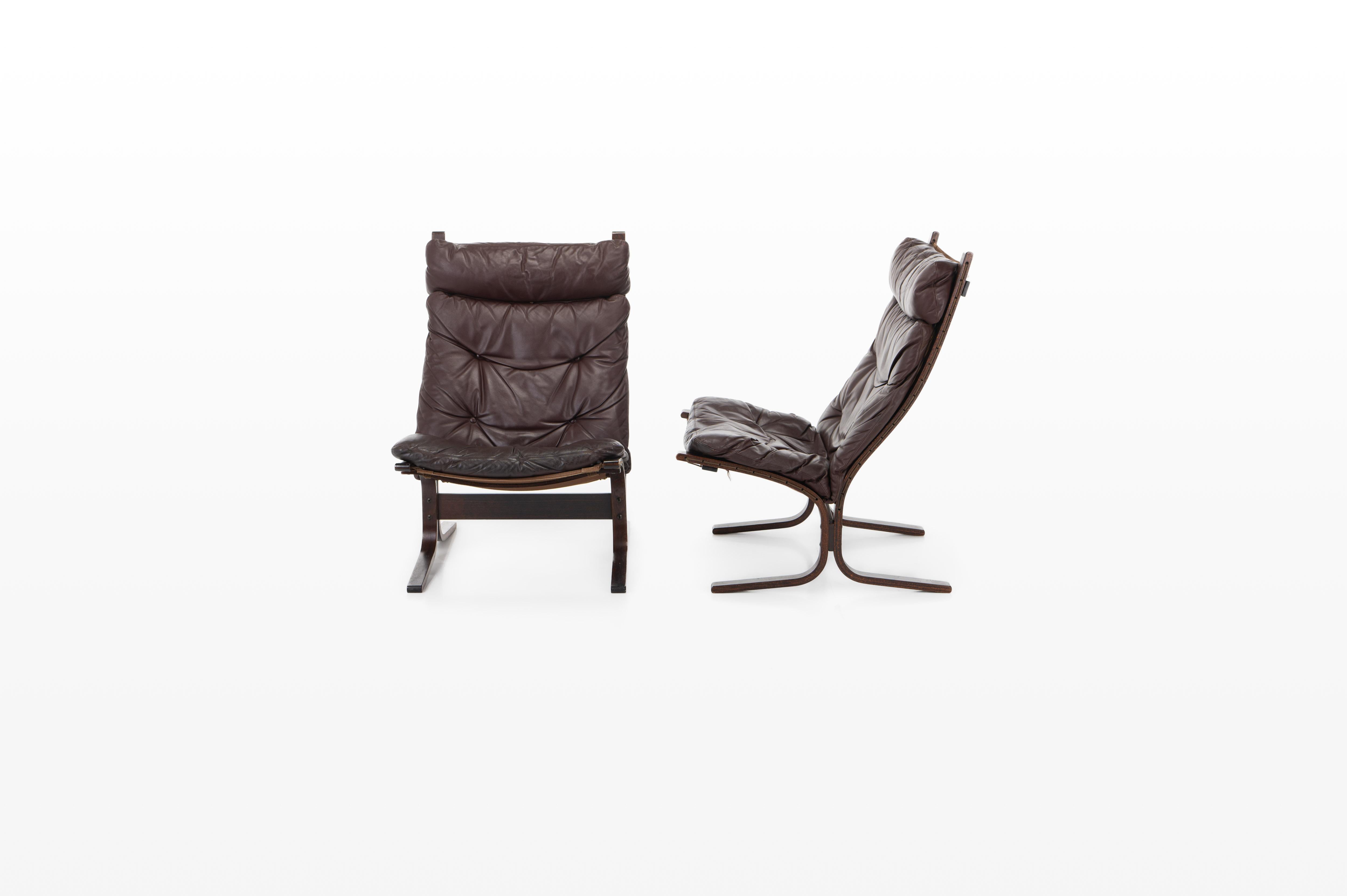 Scandinave moderne Ensemble de 2 fauteuils de salon vintage Siesta par Ingmar Relling pour Westnofa, Norvège en vente