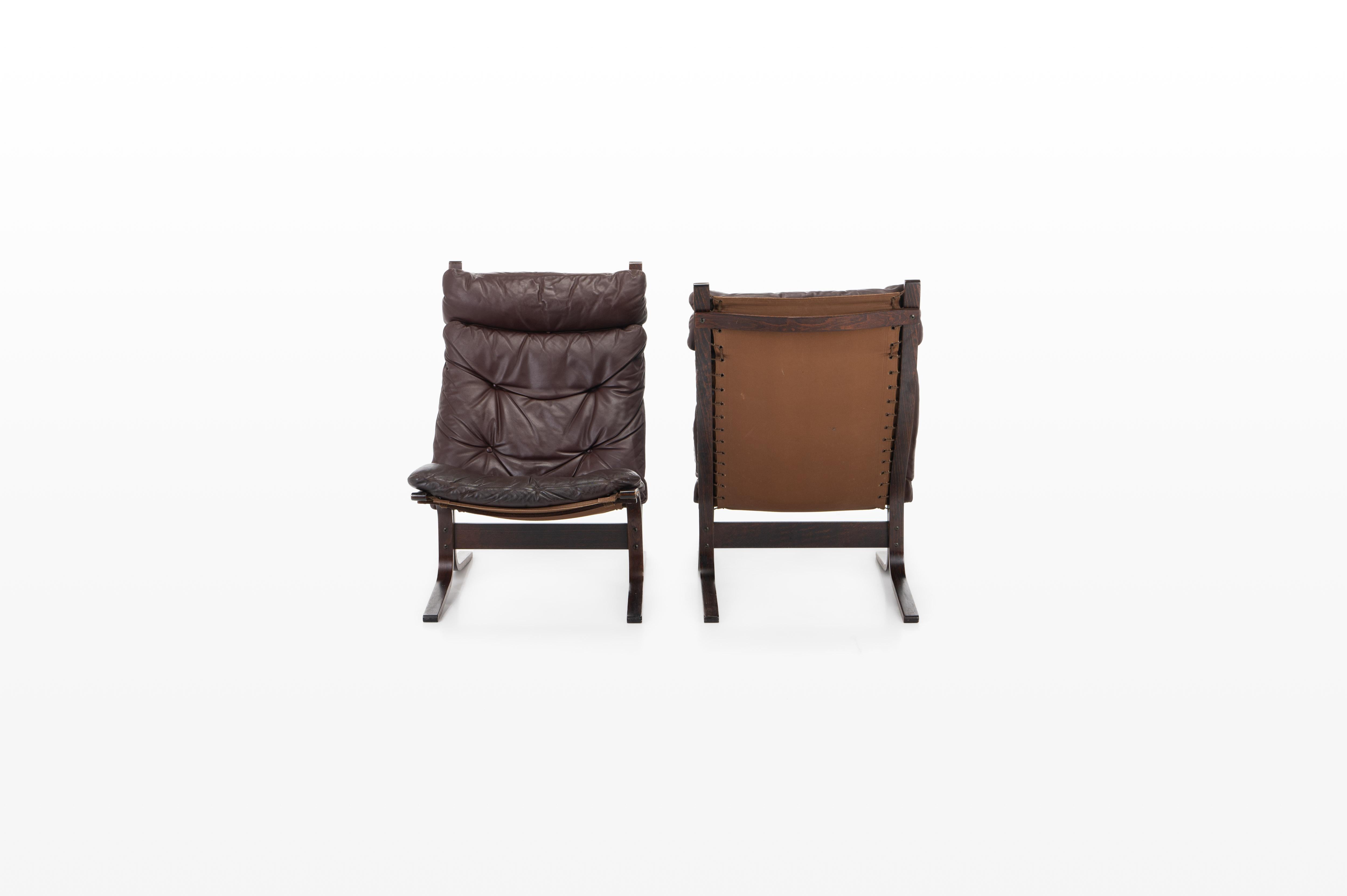 Norvégien Ensemble de 2 fauteuils de salon vintage Siesta par Ingmar Relling pour Westnofa, Norvège en vente