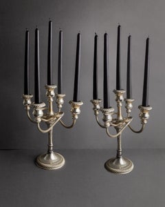 Set of 2 Vintage Silver Plated Candleholders, 1950s