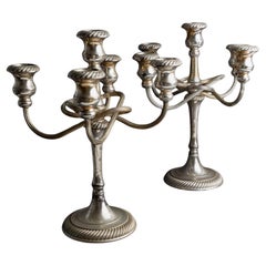 Set of 2 Vintage Silver Plated Candleholders, 1950s