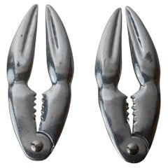 2er-Set Vintage versilberte Hummerknacker mit Krabbenscheren-Design, 1960er Jahre
