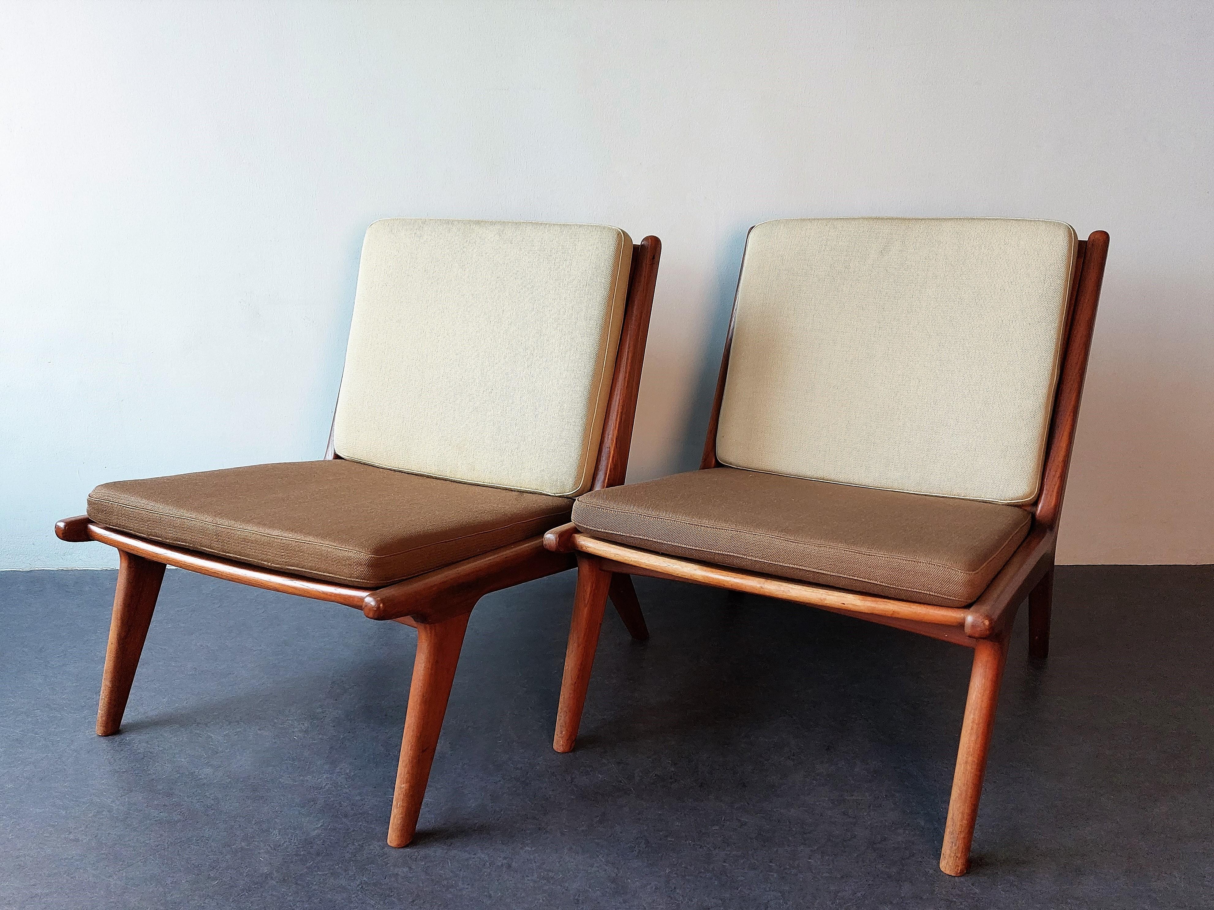 Mid-Century Modern Set of 2 Vintage Slipper Chairs, 1950's/1960's For Sale