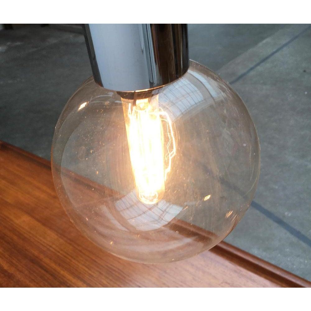 Set of 2 Vintage Space Age Chrome & Glass Pendant Lamps by Motoko Ishii For Sale 4