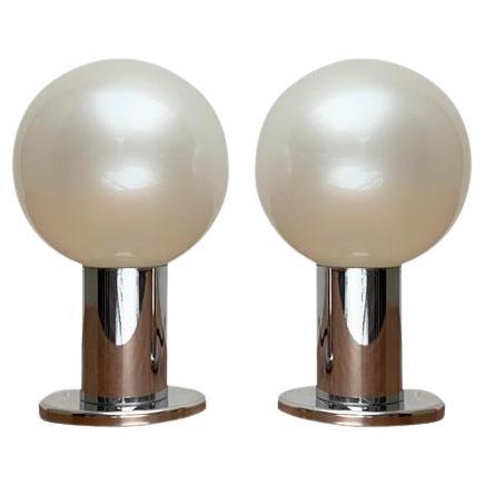 Ensemble de 2 lampes de bureau allemandes perlées de l'ère spatiale par Motoko Ishii, 1970
