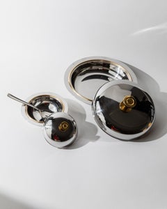 Set of 2 Vintage Stainless Steel Salad Bowls with Lids, 1980s