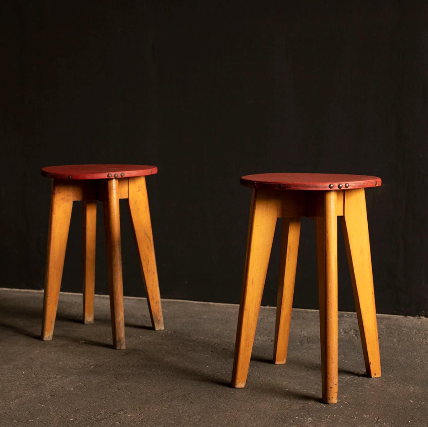 Item No. 31-57

1980s / Belgium
Size W350 D350 H510 mm 

Vintage stools From Belgium, circa 1980's

This beautiful set of stools features mid-century period. Only minimal cleaning has been done to preserve the original appearance.