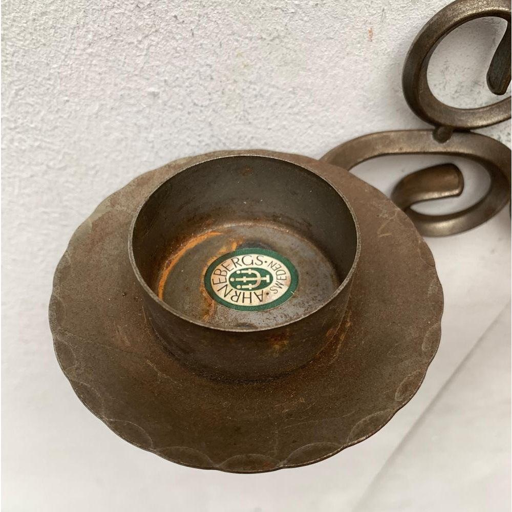 Juego de 2 portavelas de pared de hierro forjado sueco vintage de Ahrnebergs en venta 4