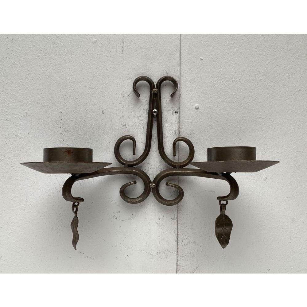 Juego de 2 portavelas de pared de hierro forjado sueco vintage de Ahrnebergs Sueco en venta