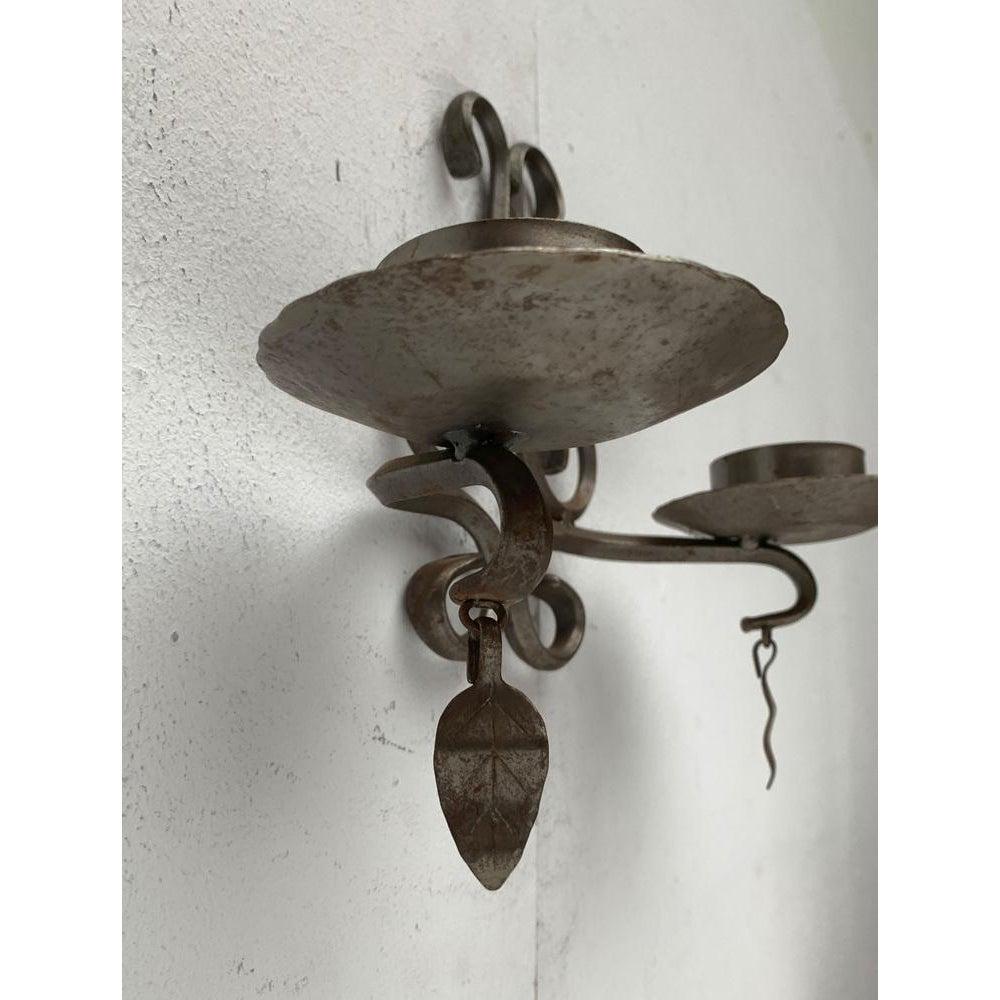 Juego de 2 portavelas de pared de hierro forjado sueco vintage de Ahrnebergs en venta 1