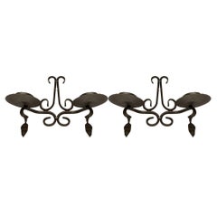 Set of 2 Vintage Swedish Wrought Iron Wall Candleholders from Ahrnebergs