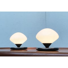 Set von 2 Schweizer Vintage-Tischlampen aus Marmor und Glas aus Optelma, Vintage