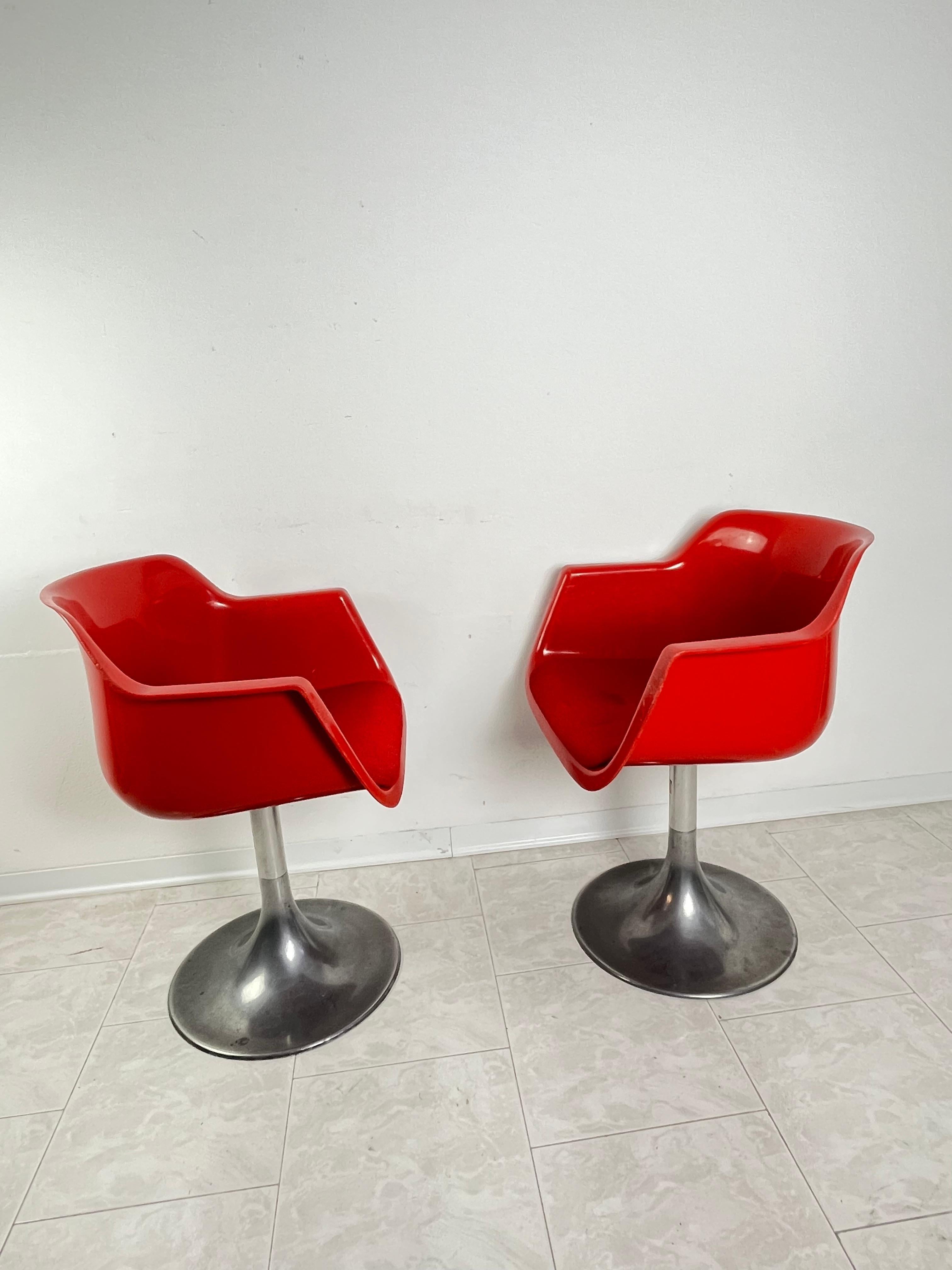 French Set Of 2 Vintage Swivel Armchairs By Albert Jacob For Grosfillex 1980s For Sale