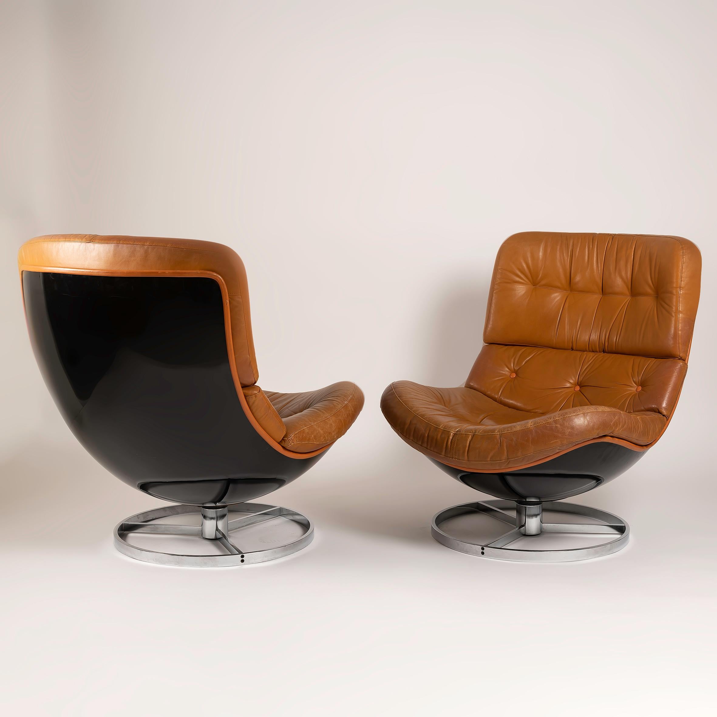 Ensemble de 2 fauteuils pivotants vintage de Michel Cadestin, éditeur d'Airborne, 1970 en vente 1