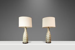 Set of 2 Vintage Textured Rough Glazed Ceramic Table Lamps, USA, c. 1970s