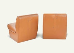 Set of 2 Vintage Vinyl Leather Armchairs, 1980s