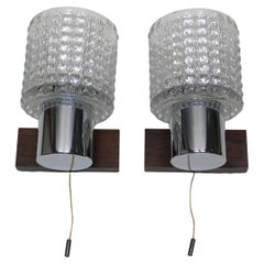 Ensemble de 2 lampes murales vintage, fabriquées par Kaiser Leuchten, verre-maçonnerie, années 1960