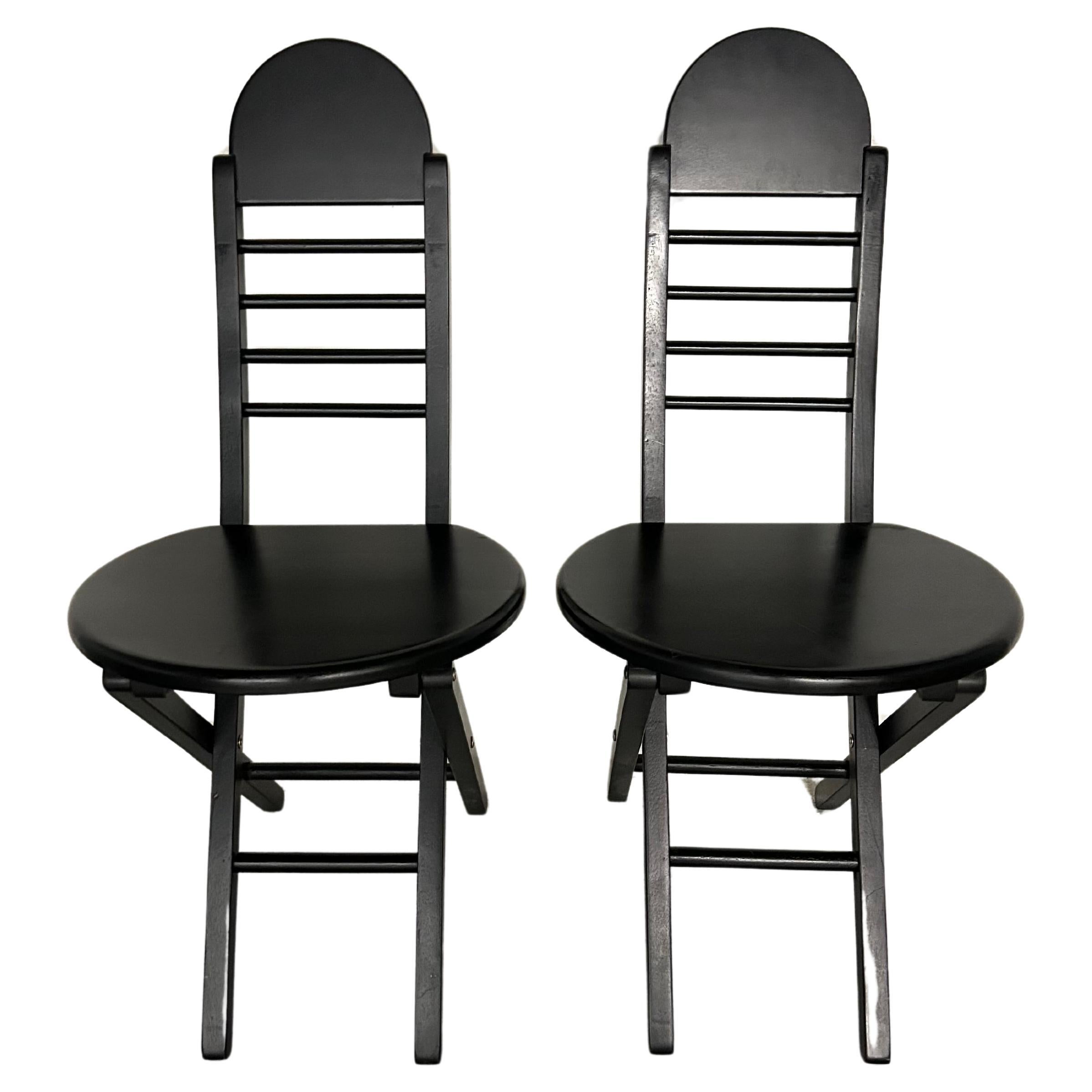 Set of 2 - Vintage Wood Folding Chairs For Sale