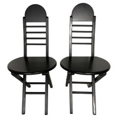 Set of 2 - Retro Wood Folding Chairs