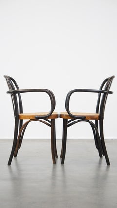 Set di 2 sedie da pranzo/bistrot dal design vintage in legno con sedute intrecciate