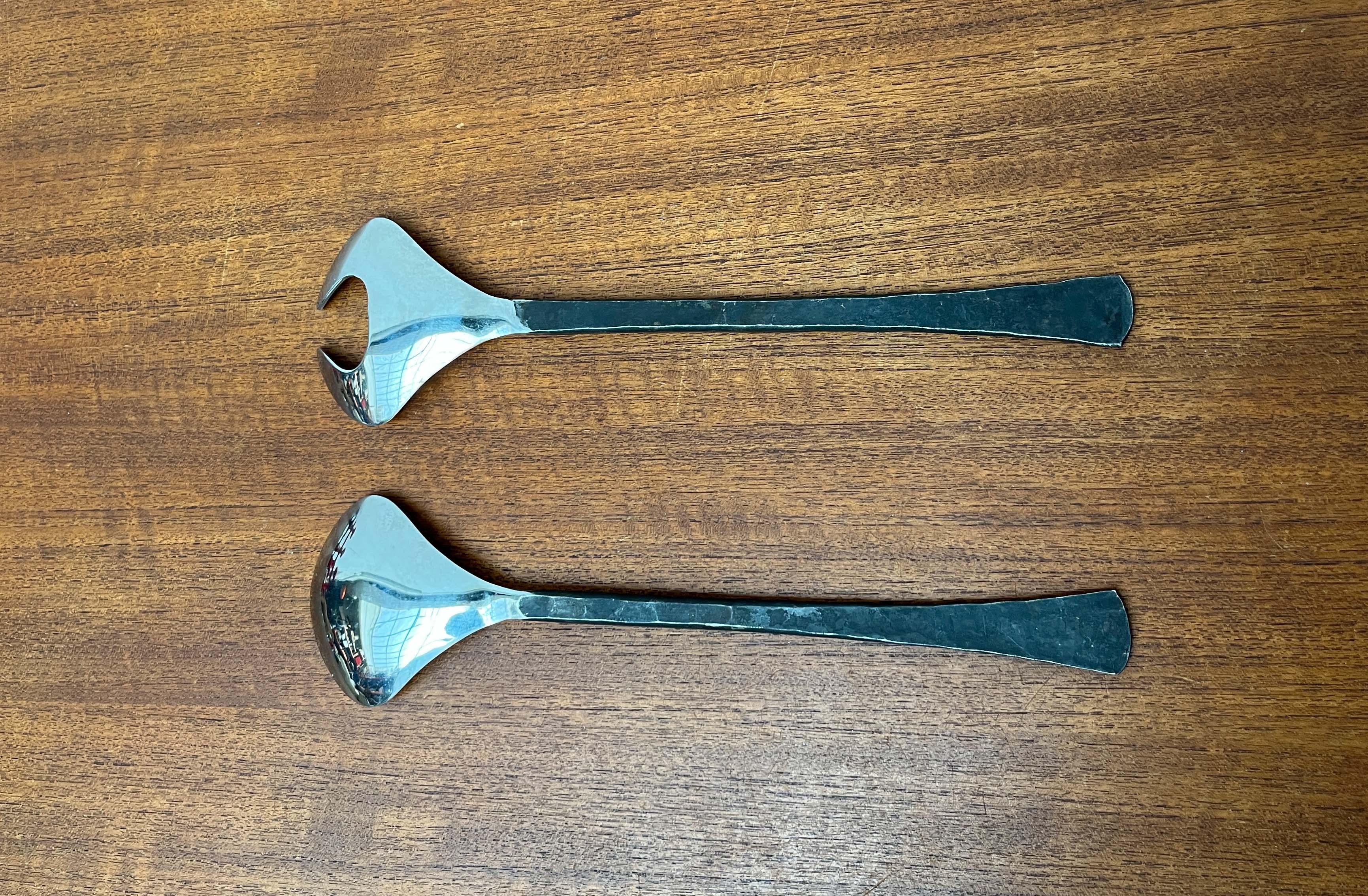 Set of 2 Vintage Wrought Iron Design Salad Servers, Finland, 1970s en vente 5