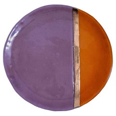 Set von 2 violetten und orangefarbenen Esstellern