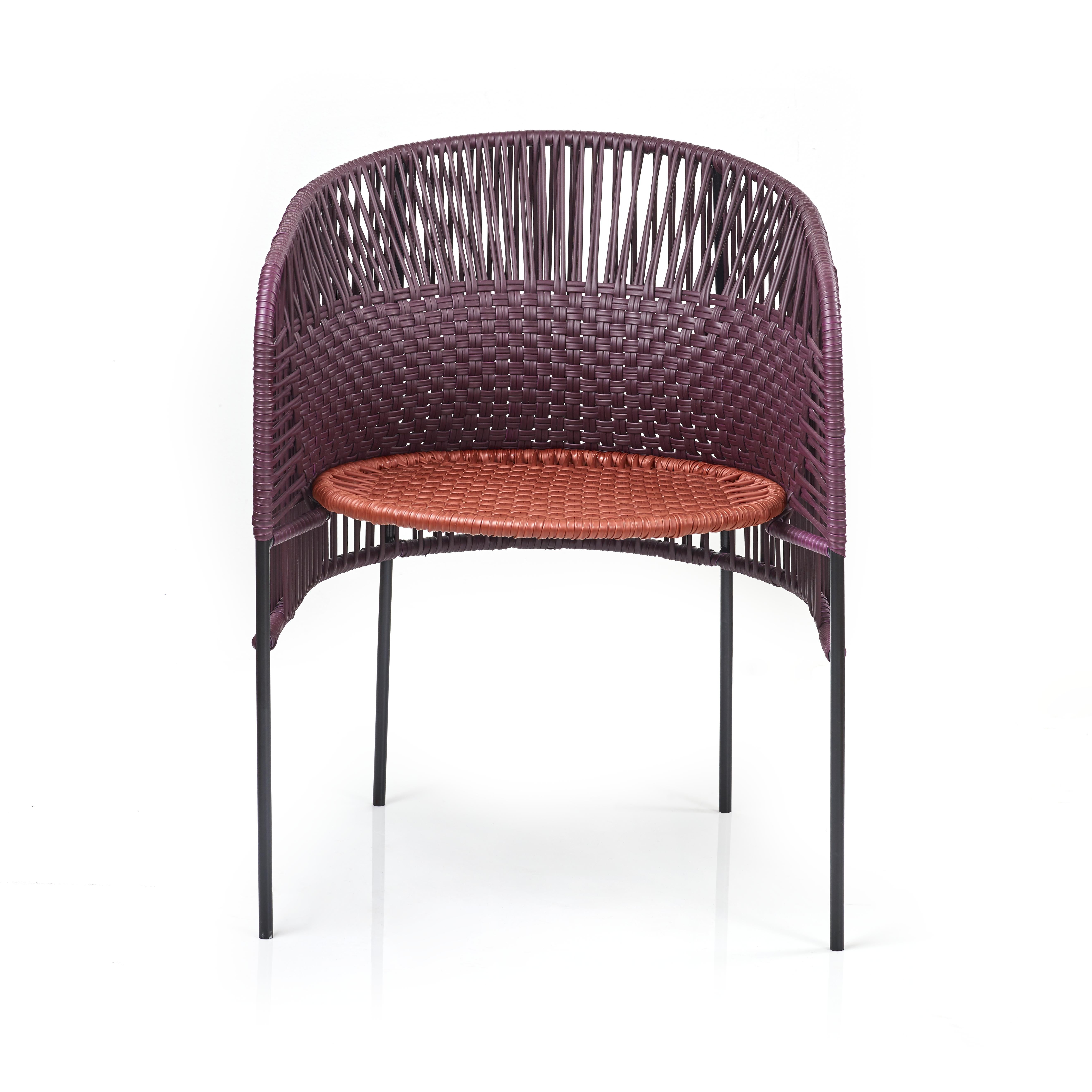 Moderno Set di 2 sedie da pranzo Caribe Chic arancio viola di Sebastian Herkner in vendita