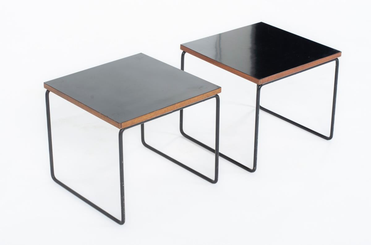 20th Century Set of 2 Volante coffee tables by Pierre Guariche for Steiner 1950