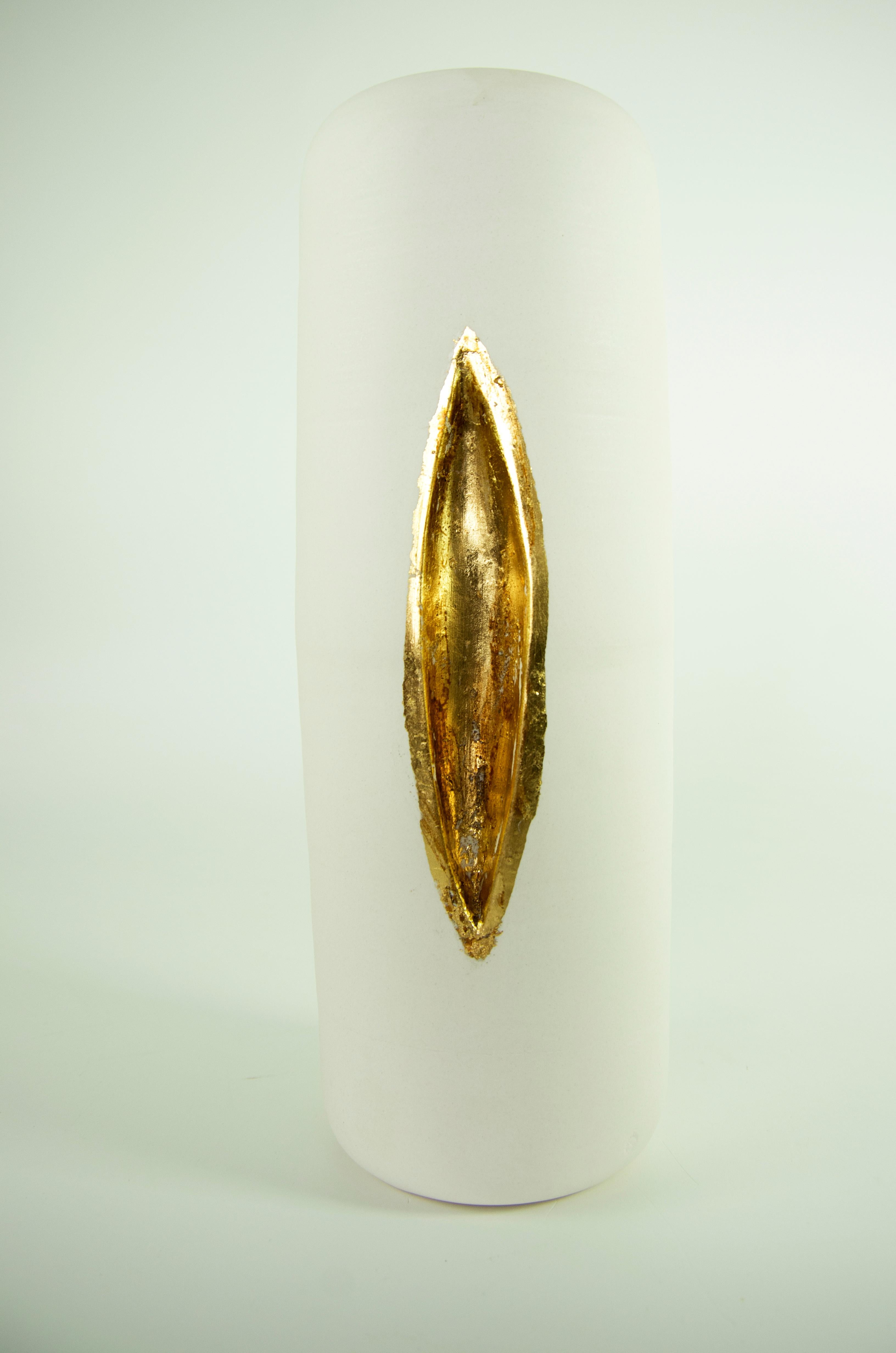 French Set of 2 Volcano Gold Leaf Single Decorative Objects by Dora Stanczel For Sale