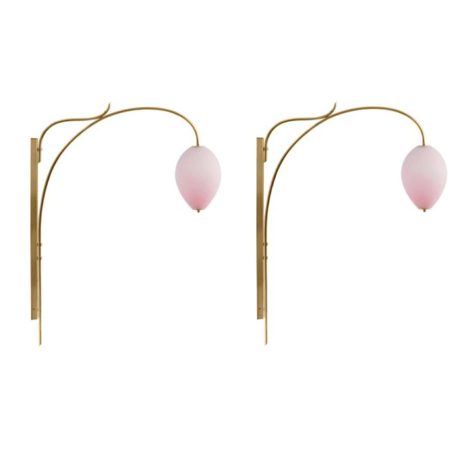 Wall lamp China 10 by Magic Circus Editions
Dimensions: H 134 x W 25.2 x D 113.5 cm
Materials: Brass, mouth blown glass sculpted with a diamond saw
Colour: soft rose

Available finishes: Brass, nickel
Available colours: enamel soft white, soft