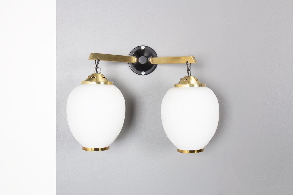Set of 2 wall lamps, Italian design, 1950s In Good Condition For Sale In JASSANS-RIOTTIER, FR
