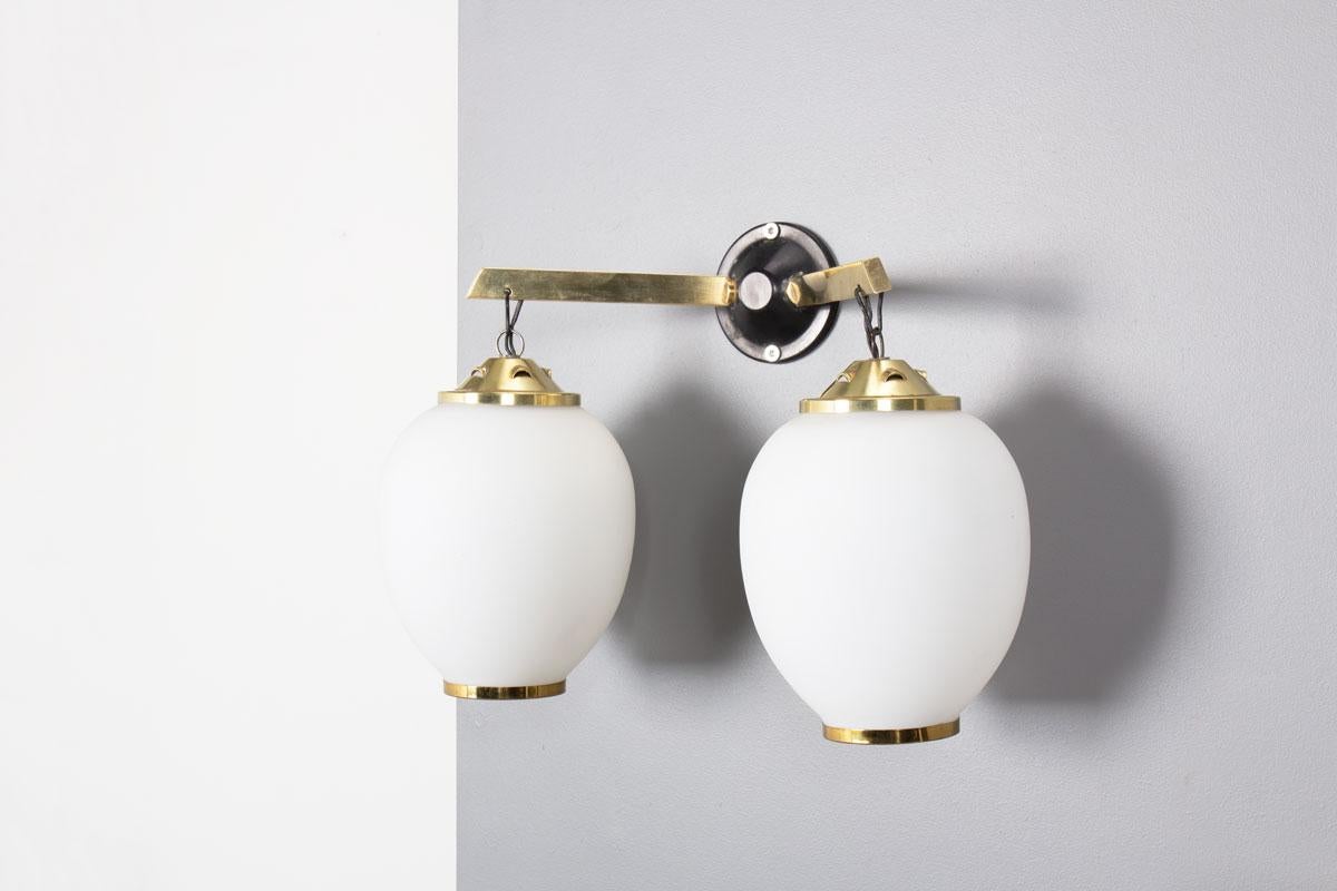 Metal Set of 2 wall lamps, Italian design, 1950s For Sale
