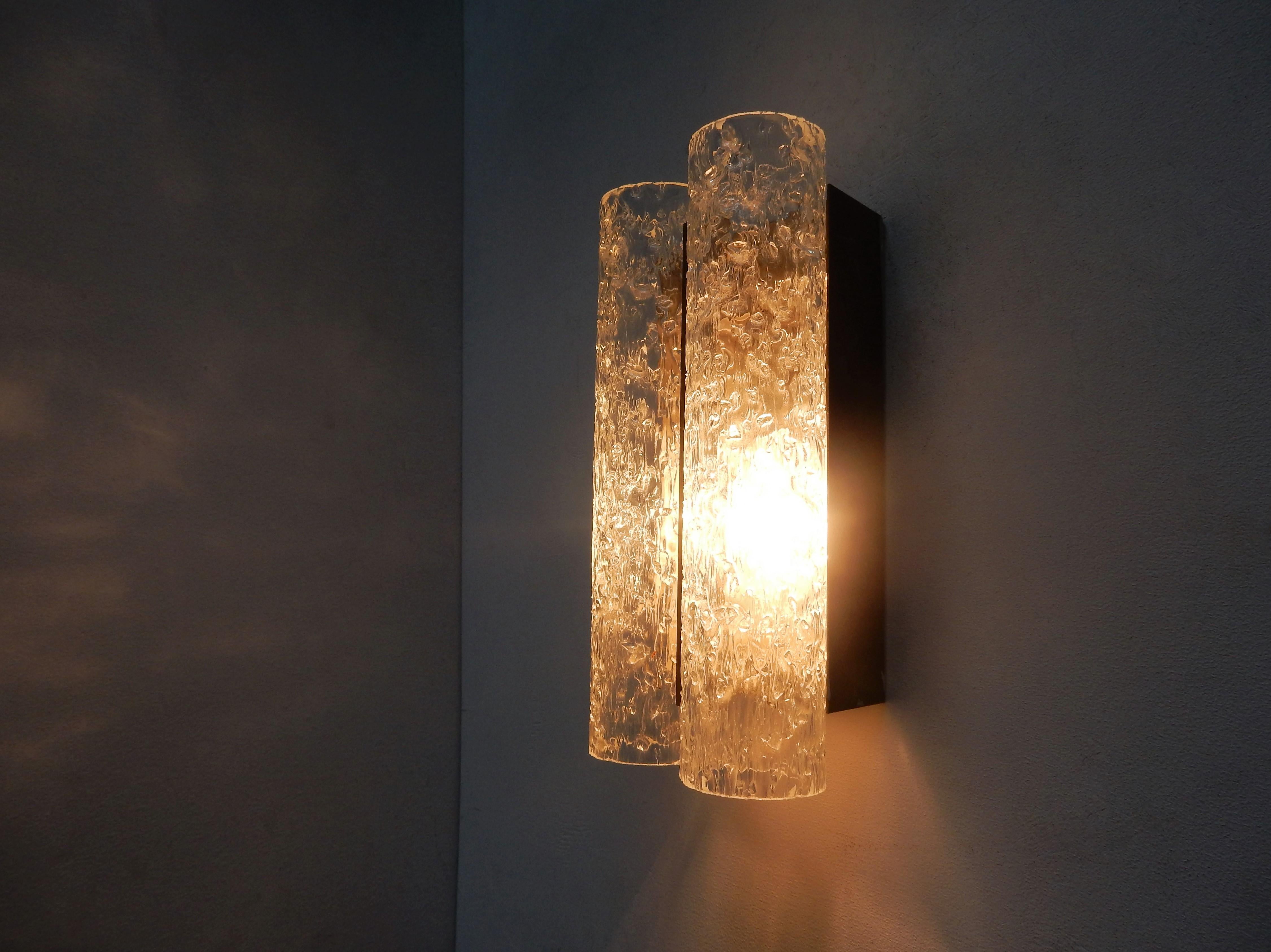 Set of 2 Wall Lamps with Glass Tubes by Doria Leuchten, Germany, 1960s In Good Condition In Steenwijk, NL