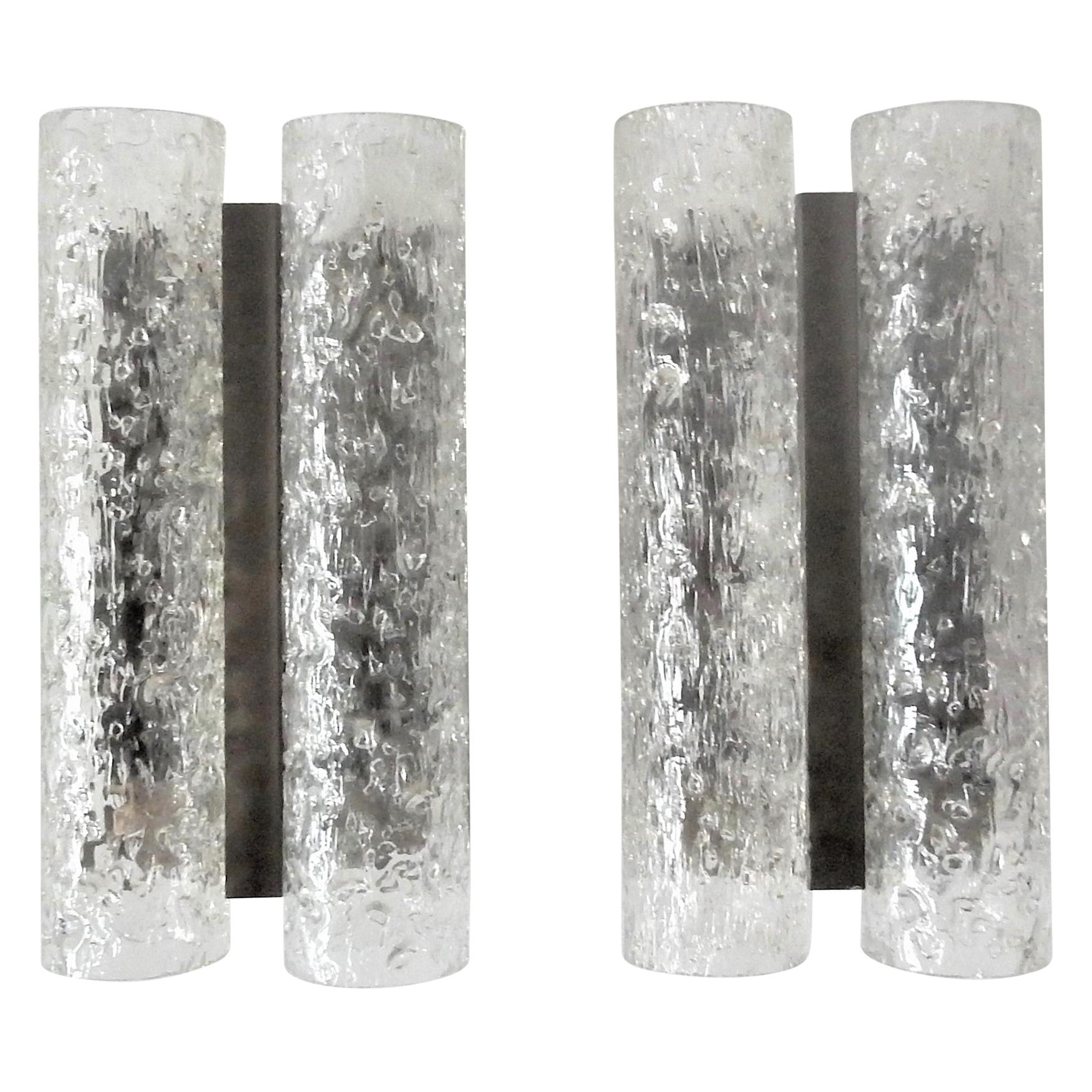 Set of 2 Wall Lamps with Glass Tubes by Doria Leuchten, Germany, 1960s